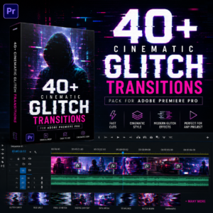 40+ Cinematic Glitch Transitions Pack for Adobe Premiere Pro