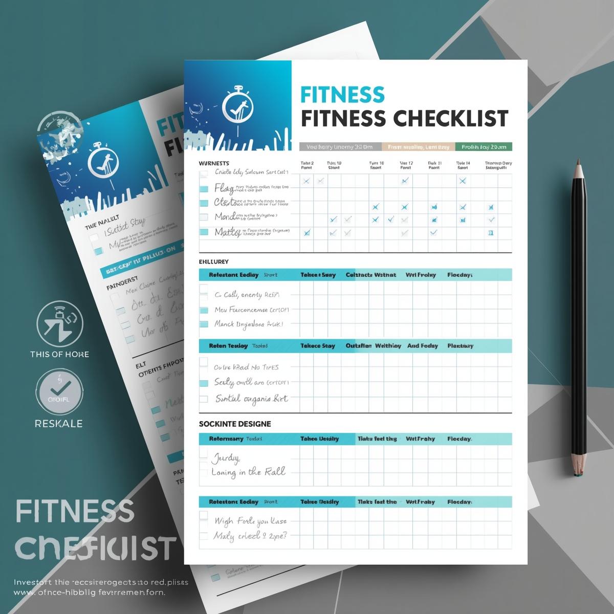 Fitness Checklist Printable with PLR Resell Rights.