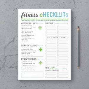 Fitness Checklist Printable with PLR Resell Rights.